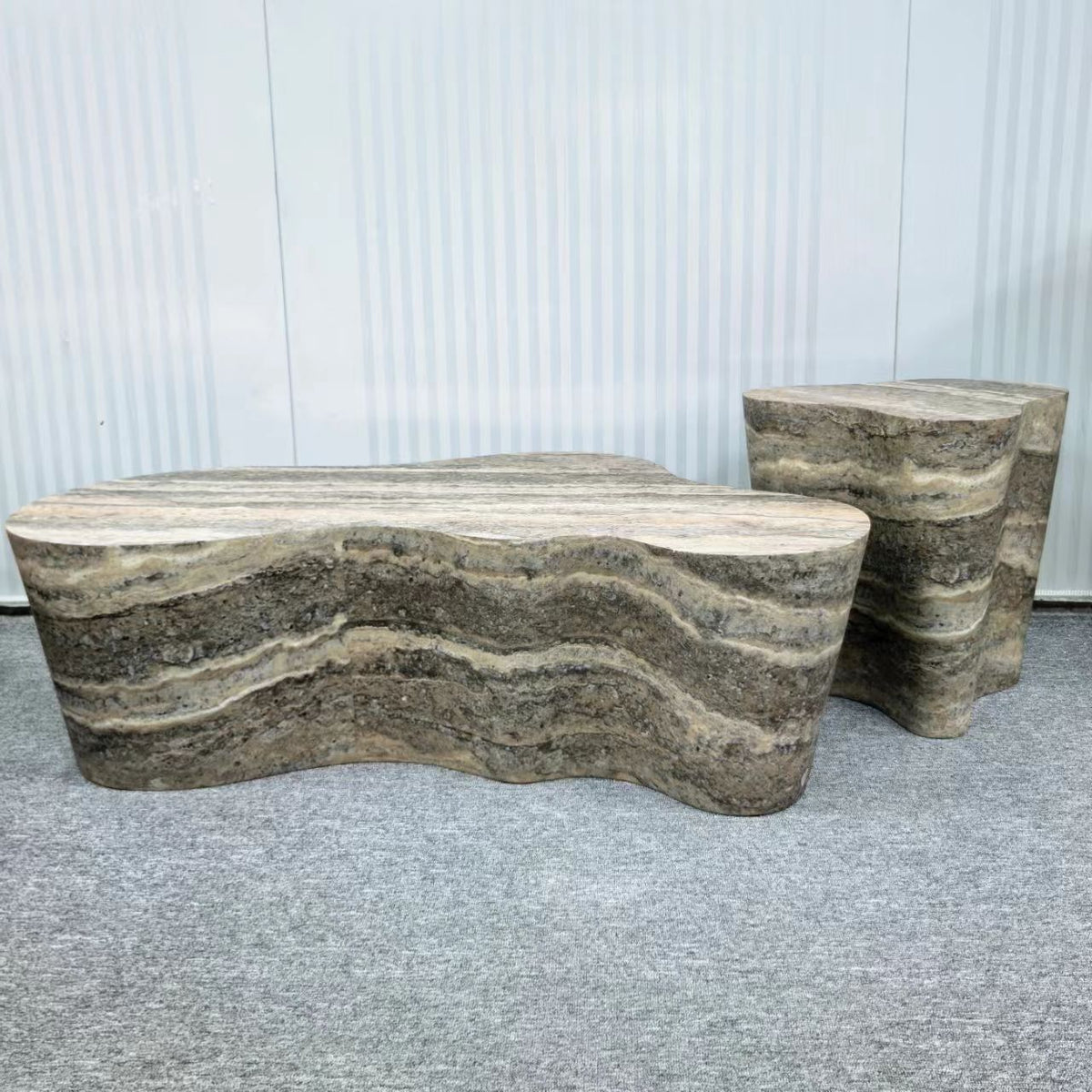 Table basse minimaliste travertin