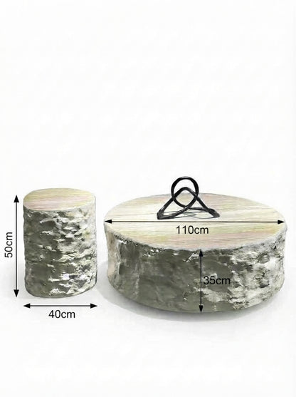 Table basse ronde en travertin