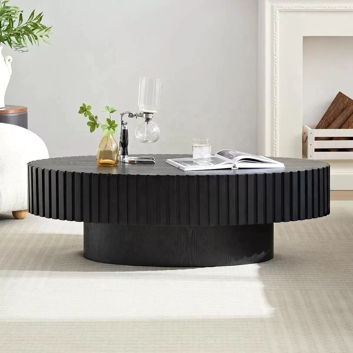 Table basse ovale en bois