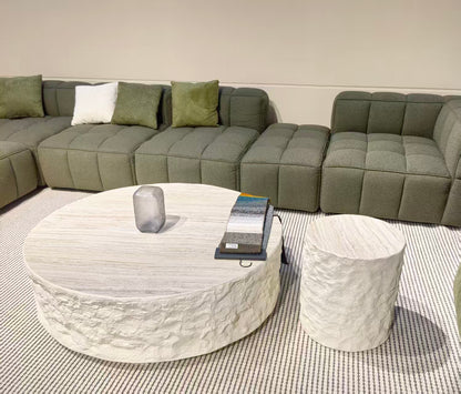 Table basse ronde en travertin