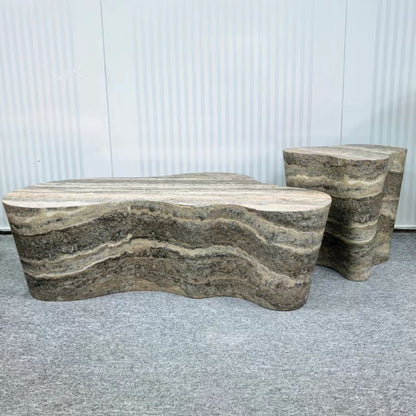 Table basse minimaliste travertin