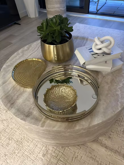 Table basse ronde en travertin